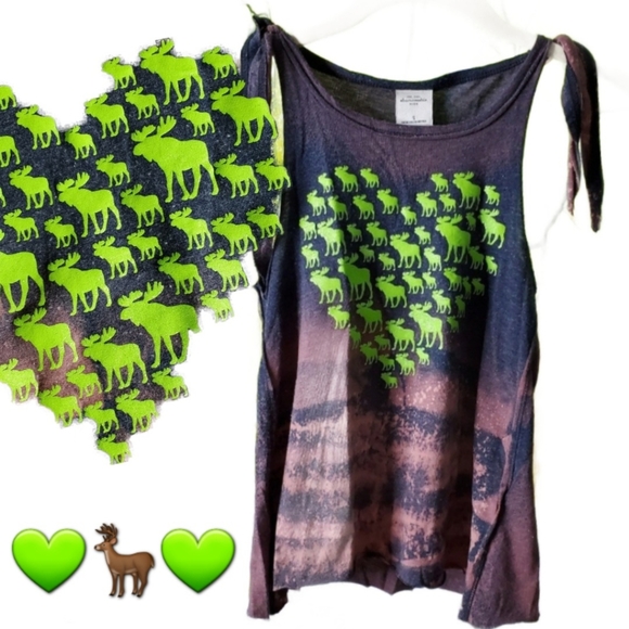 Tie Dye Spaghetti Strap | Green Blue Moose Nature | Youth Small - Picture 3 of 14